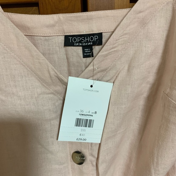 NWT. NBW. Topshop Button Front Dress - Size US 4 - Picture 3 of 6